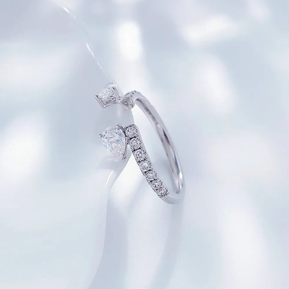 0.42 ctw Celestial Princess-Cut Lab-Grown Diamond Ring in 18K White Gold
