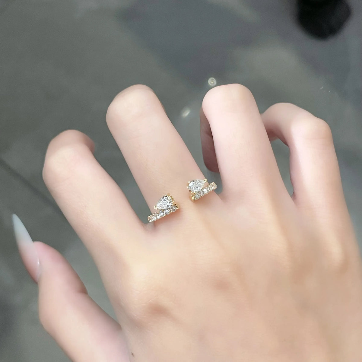 0.46 ctw Pear-Cut Lab-Grown Diamond Ring in 18K Yellow Gold – APYFR0188-Y