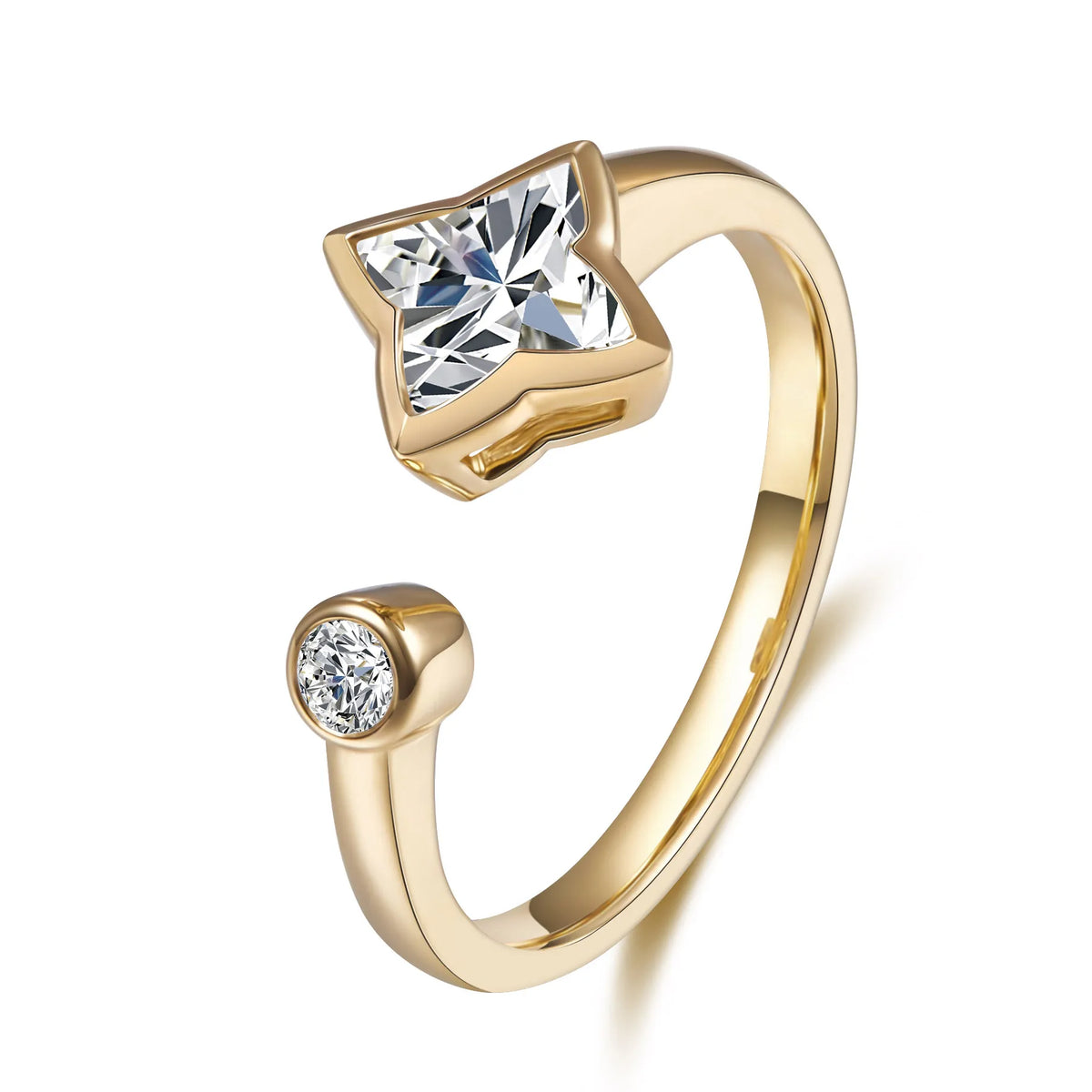 0.92 ct Celestial Princess-Cut Lab-Grown Diamond Open Ring in 18K Yellow Gold