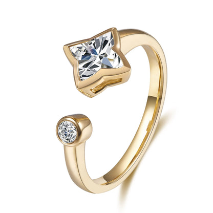 0.92 ct Celestial Princess-Cut Lab-Grown Diamond Open Ring in 18K Yellow Gold