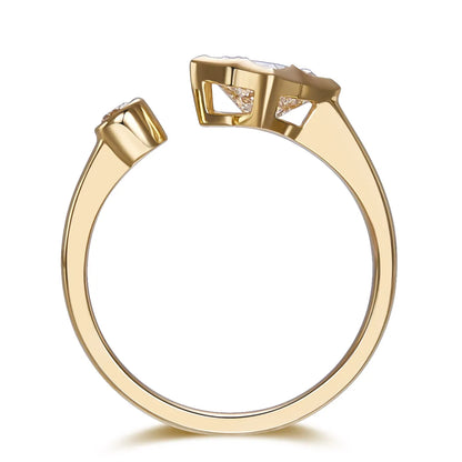 0.92 ct Celestial Princess-Cut Lab-Grown Diamond Open Ring in 18K Yellow Gold