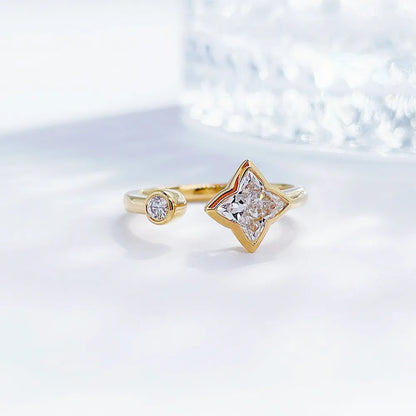 0.92 ct Celestial Princess-Cut Lab-Grown Diamond Open Ring in 18K Yellow Gold