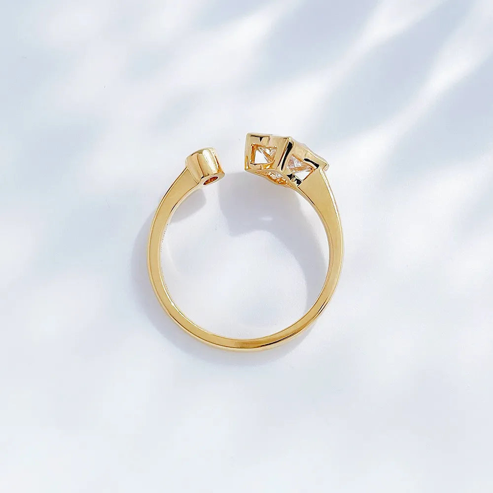 0.92 ct Celestial Princess-Cut Lab-Grown Diamond Open Ring in 18K Yellow Gold