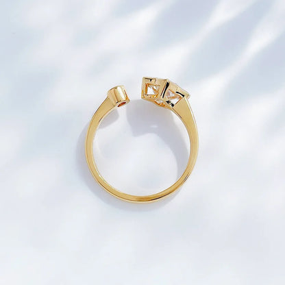 0.92 ct Celestial Princess-Cut Lab-Grown Diamond Open Ring in 18K Yellow Gold
