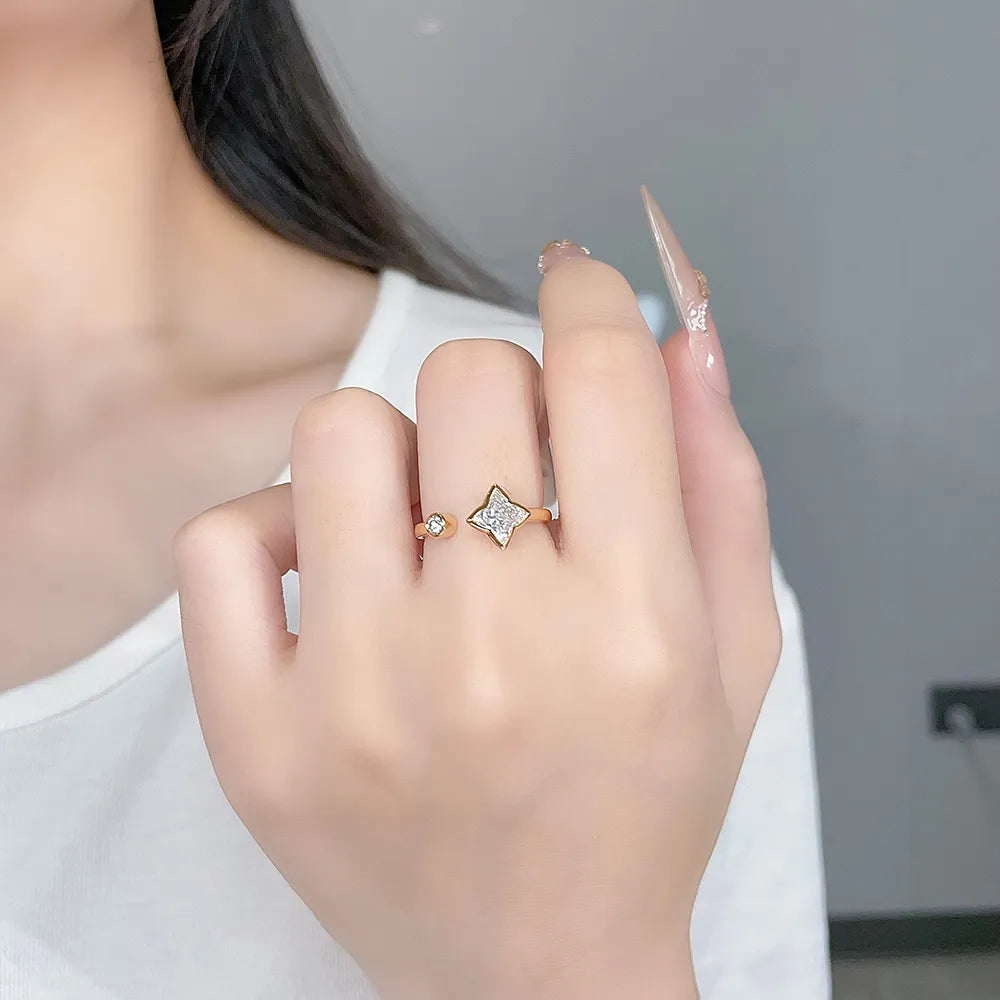 0.92 ct Celestial Princess-Cut Lab-Grown Diamond Open Ring in 18K Yellow Gold