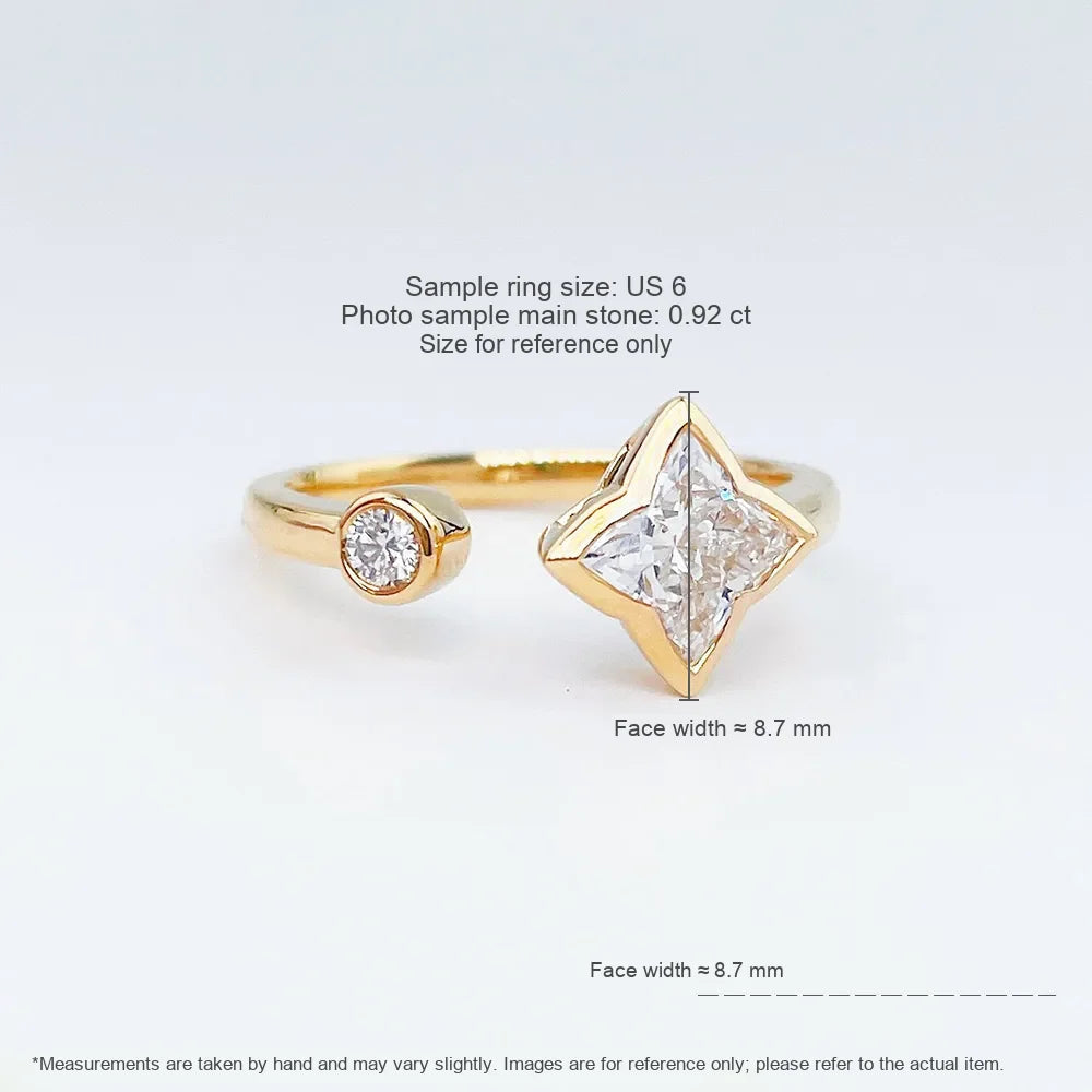 0.92 ct Celestial Princess-Cut Lab-Grown Diamond Open Ring in 18K Yellow Gold
