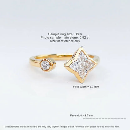 0.92 ct Celestial Princess-Cut Lab-Grown Diamond Open Ring in 18K Yellow Gold