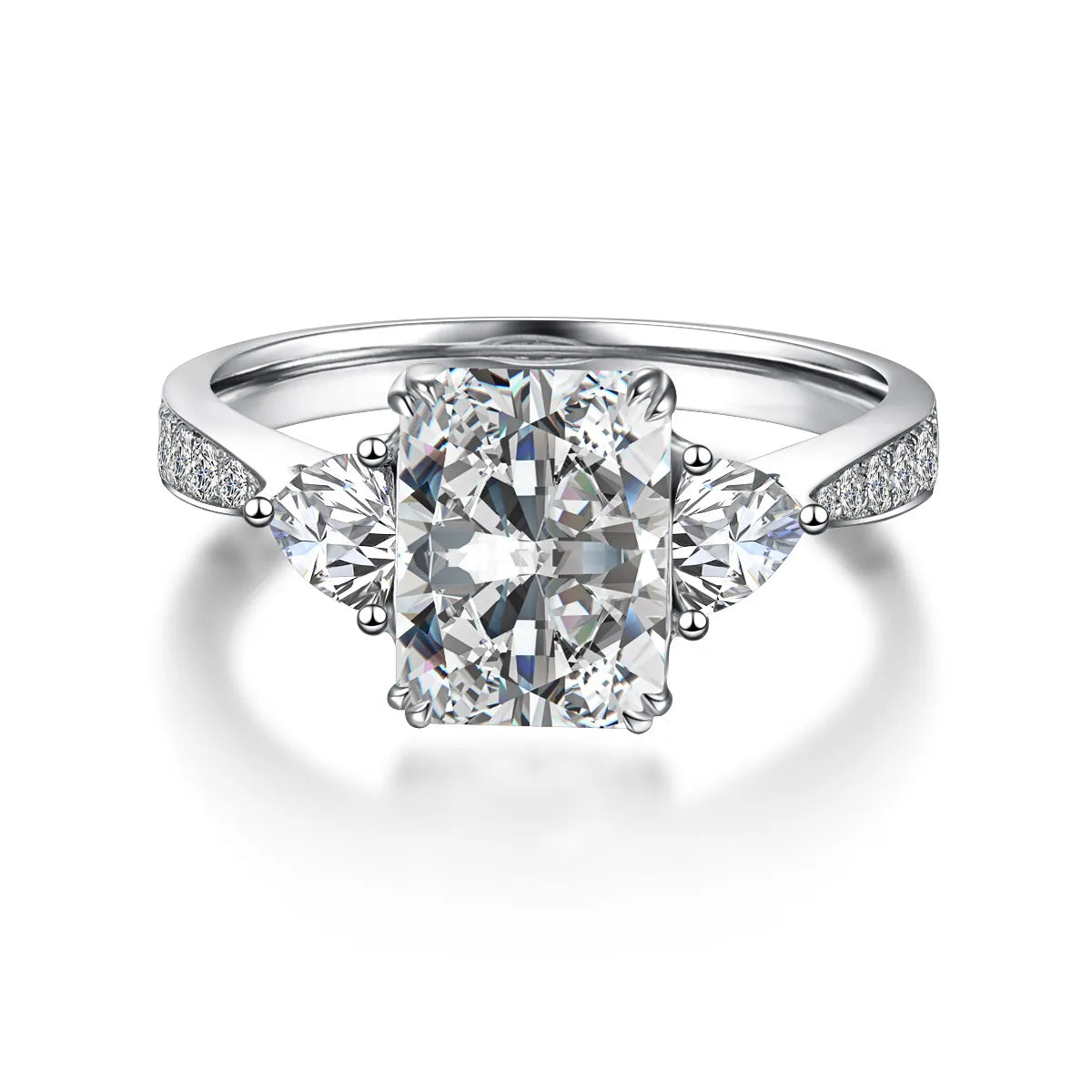 2.69 ct Princess-Cut Lab-Grown Diamond Three-Stone Ring in PT950 Platinum