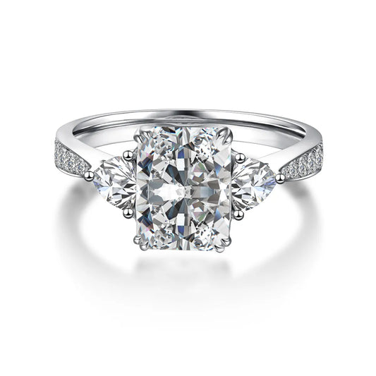2.69 ct Princess-Cut Lab-Grown Diamond Three-Stone Ring in PT950 Platinum