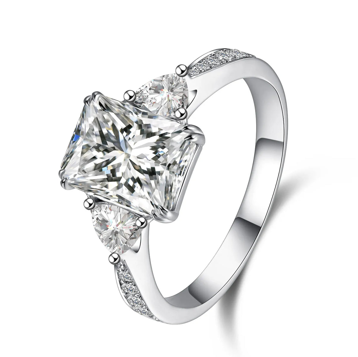 2.69 ct Princess-Cut Lab-Grown Diamond Three-Stone Ring in PT950 Platinum