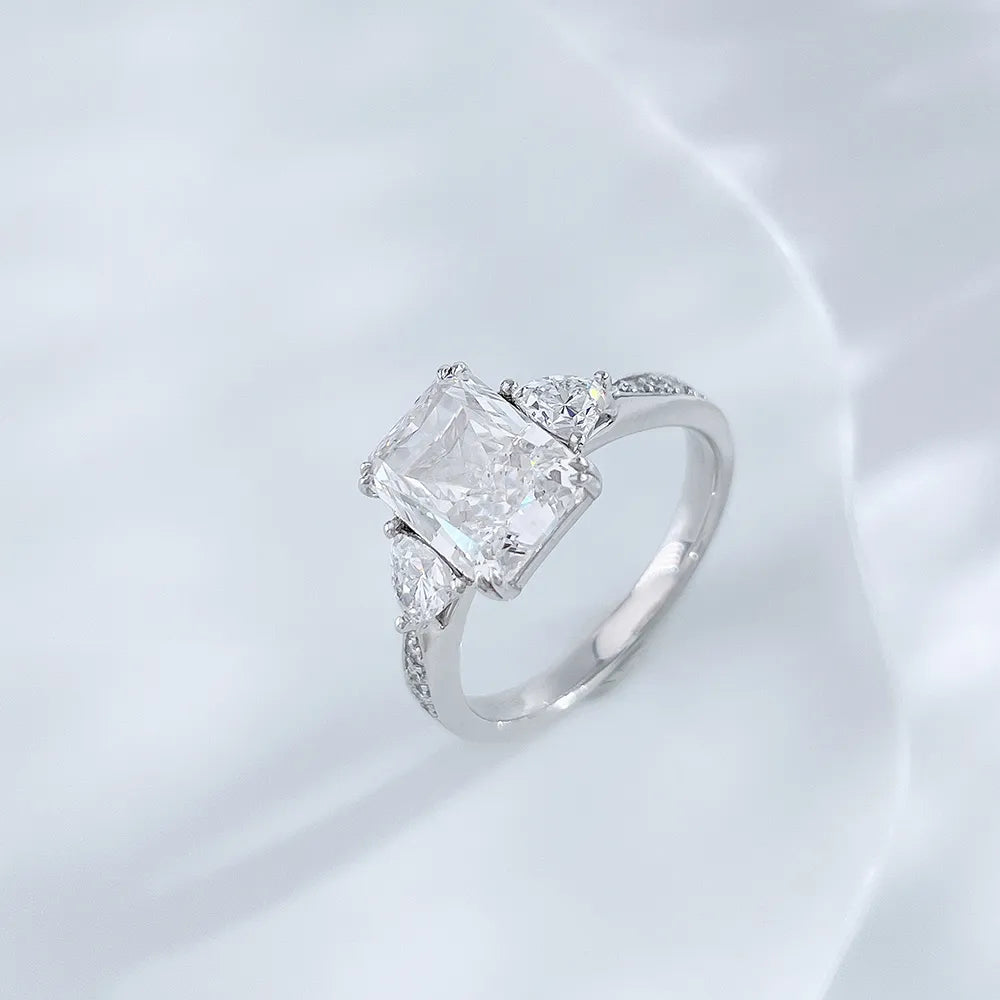 2.69 ct Princess-Cut Lab-Grown Diamond Three-Stone Ring in PT950 Platinum
