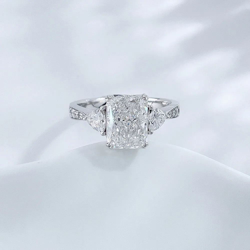 2.69 ct Princess-Cut Lab-Grown Diamond Three-Stone Ring in PT950 Platinum