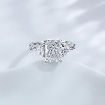 2.69 ct Princess-Cut Lab-Grown Diamond Three-Stone Ring in PT950 Platinum