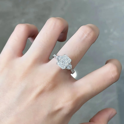 2.69 ct Princess-Cut Lab-Grown Diamond Three-Stone Ring in PT950 Platinum