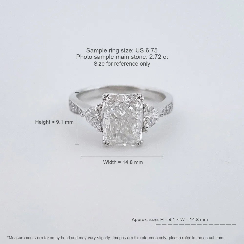 2.69 ct Princess-Cut Lab-Grown Diamond Three-Stone Ring in PT950 Platinum