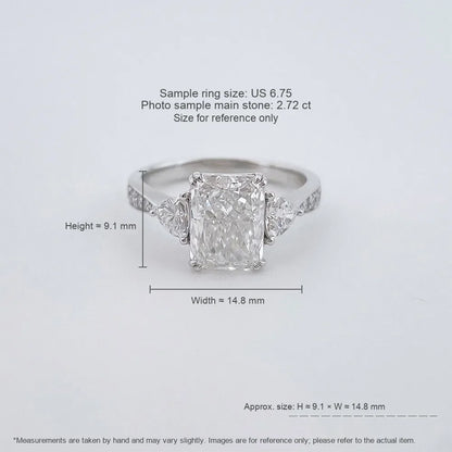 2.69 ct Princess-Cut Lab-Grown Diamond Three-Stone Ring in PT950 Platinum
