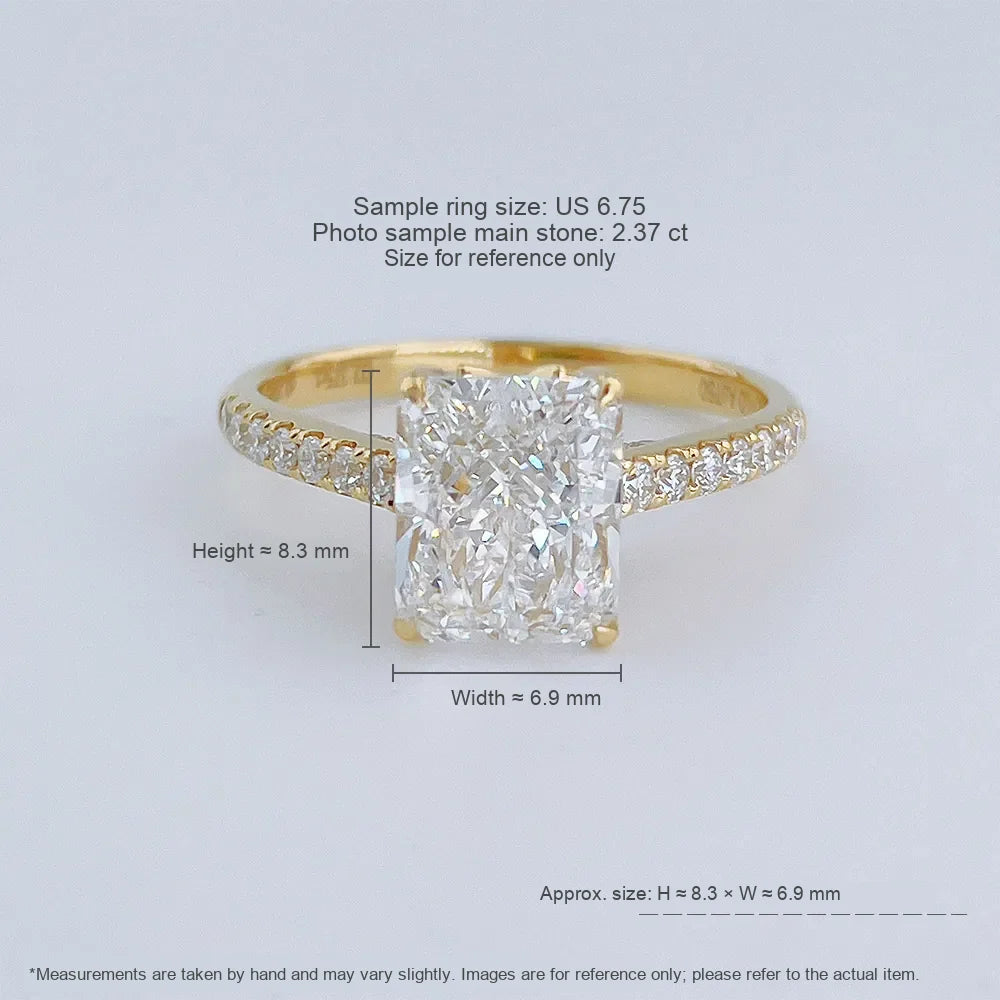 2.37 ct Four-Prong Radiant-Cut Lab-Grown Diamond Ring in 18K Yellow Gold – APYFR0195-Y