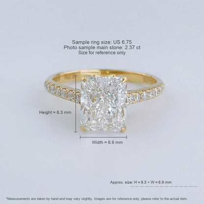 2.37 ct Four-Prong Radiant-Cut Lab-Grown Diamond Ring in 18K Yellow Gold – APYFR0195-Y