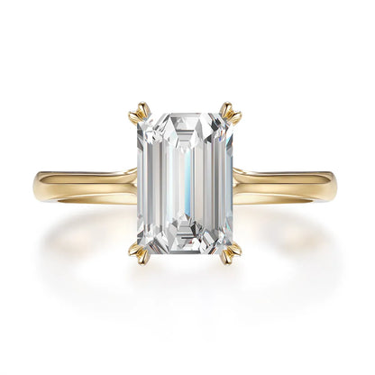 3.06 ct Minimalist Four-Prong Emerald-Cut Lab-Grown Diamond Ring in 18K Yellow Gold – APYFR0197-Y