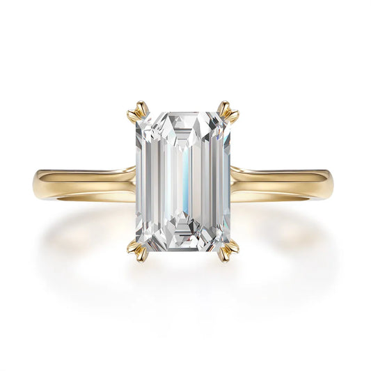 3.06 ct Minimalist Four-Prong Emerald-Cut Lab-Grown Diamond Ring in 18K Yellow Gold – APYFR0197-Y