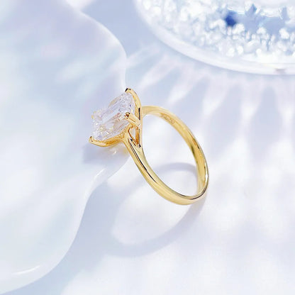 3.06 ct Minimalist Four-Prong Emerald-Cut Lab-Grown Diamond Ring in 18K Yellow Gold – APYFR0197-Y