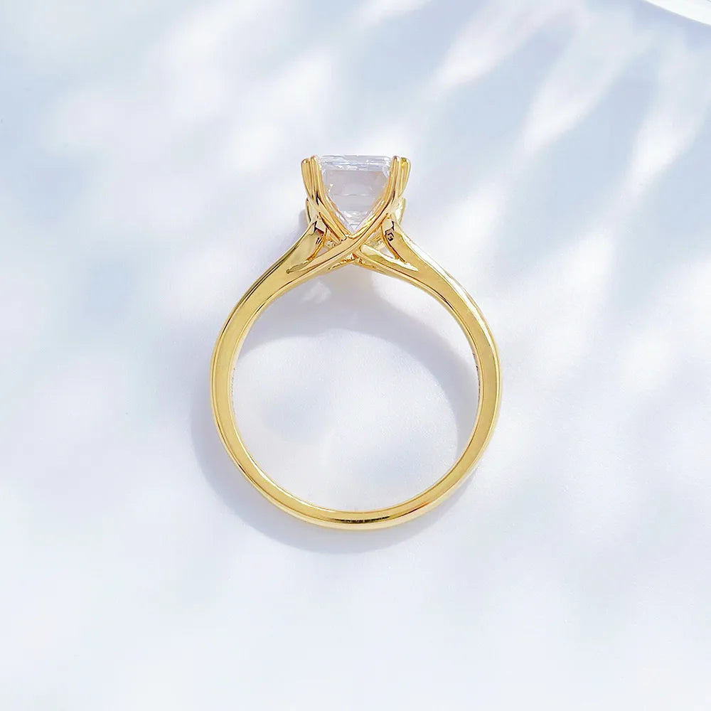 3.06 ct Minimalist Four-Prong Emerald-Cut Lab-Grown Diamond Ring in 18K Yellow Gold – APYFR0197-Y
