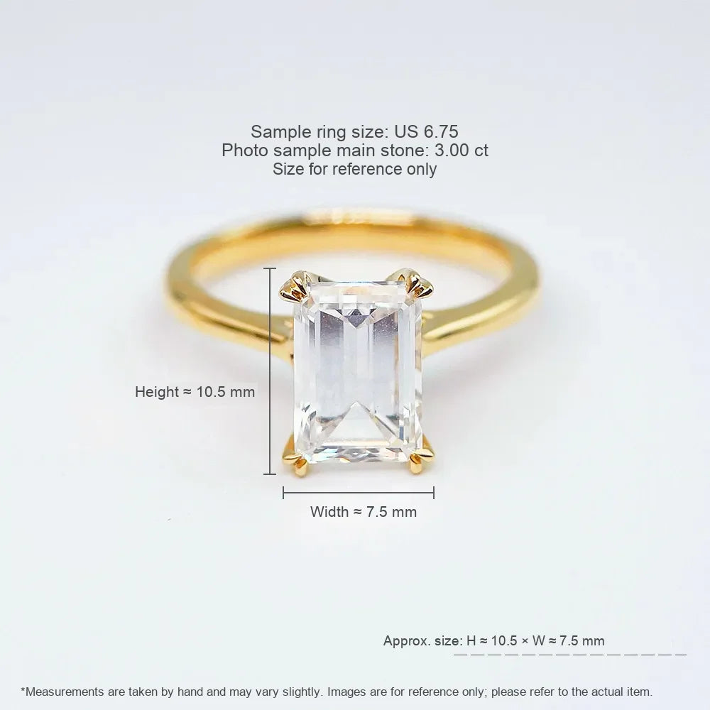 3.06 ct Minimalist Four-Prong Emerald-Cut Lab-Grown Diamond Ring in 18K Yellow Gold – APYFR0197-Y
