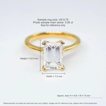 3.06 ct Minimalist Four-Prong Emerald-Cut Lab-Grown Diamond Ring in 18K Yellow Gold – APYFR0197-Y