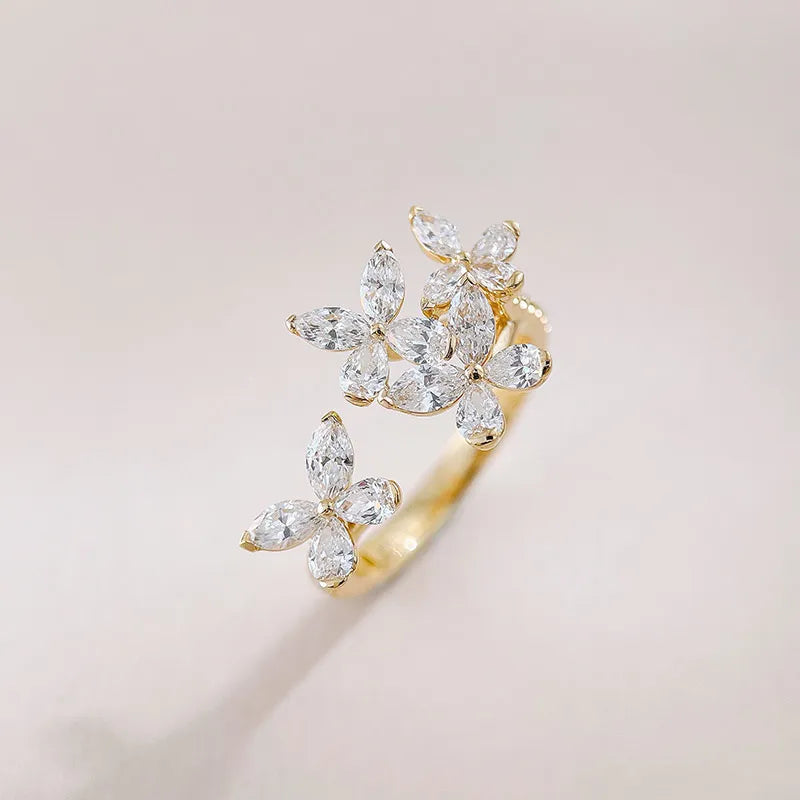 1.78 ctw Floral Mixed-Cut Lab-Grown Diamond Open Ring in 18K Yellow Gold