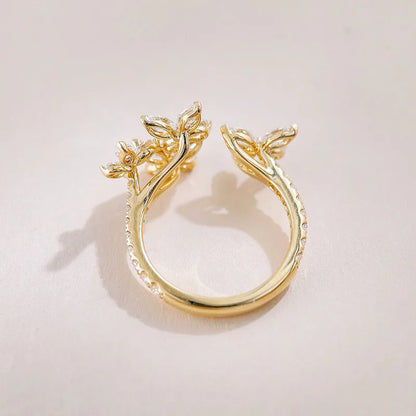 1.78 ctw Floral Mixed-Cut Lab-Grown Diamond Open Ring in 18K Yellow Gold