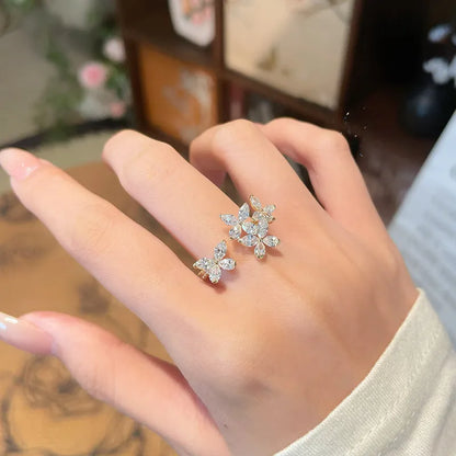 1.78 ctw Floral Mixed-Cut Lab-Grown Diamond Open Ring in 18K Yellow Gold