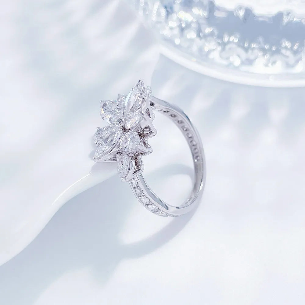 2.74 ctw Floral Mixed-Cut Lab-Grown Diamond Ring in PT950 Platinum
