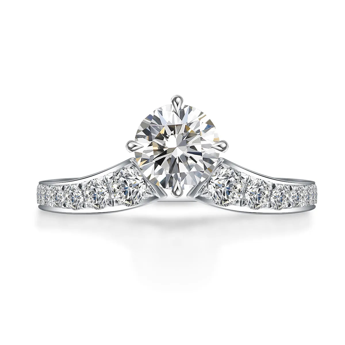 1.06 ct Crown Four-Prong Round-Cut Lab-Grown Diamond Ring in PT950 Platinum
