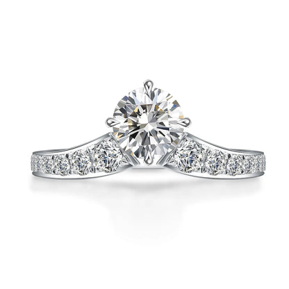 1.06 ct Crown Four-Prong Round-Cut Lab-Grown Diamond Ring in PT950 Platinum