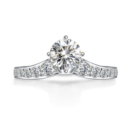 1.06 ct Crown Four-Prong Round-Cut Lab-Grown Diamond Ring in PT950 Platinum