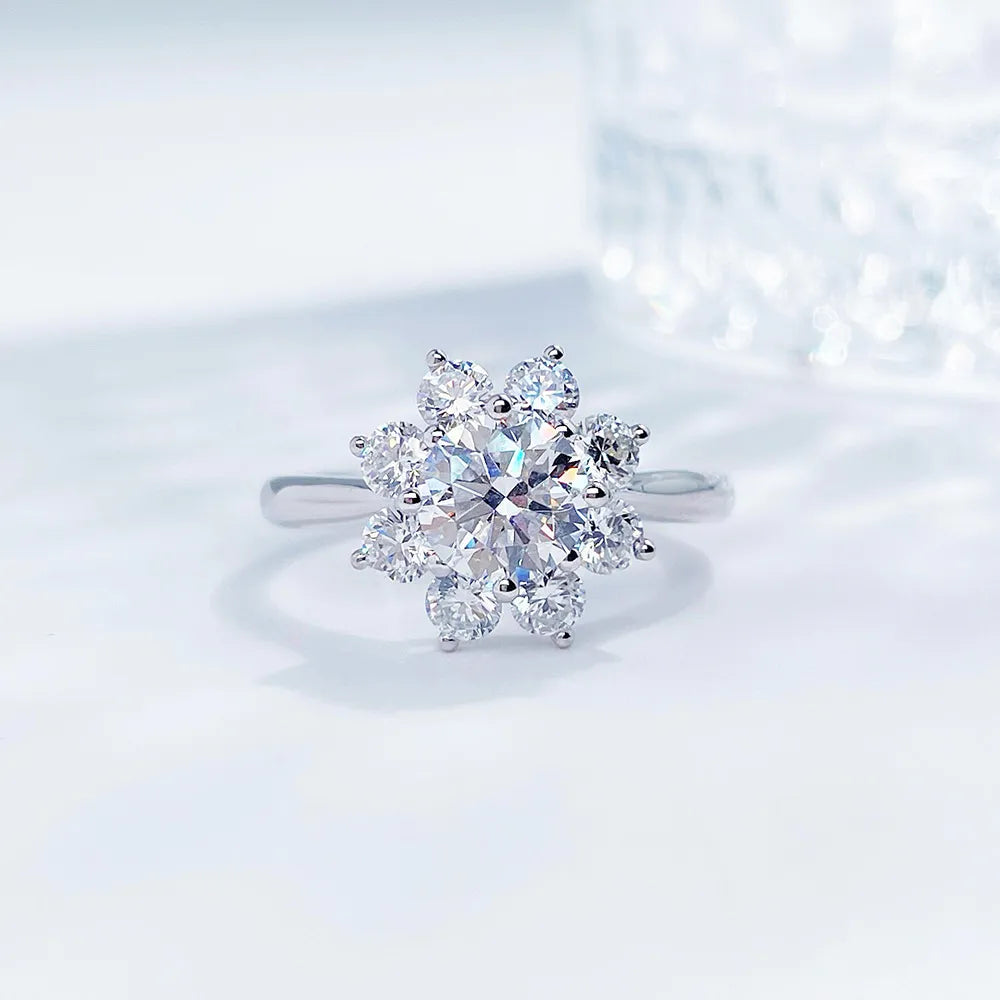 1.28 ct Snowflake Round-Cut Lab-Grown Diamond Ring in PT950 Platinum