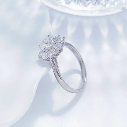 1.28 ct Snowflake Round-Cut Lab-Grown Diamond Ring in PT950 Platinum