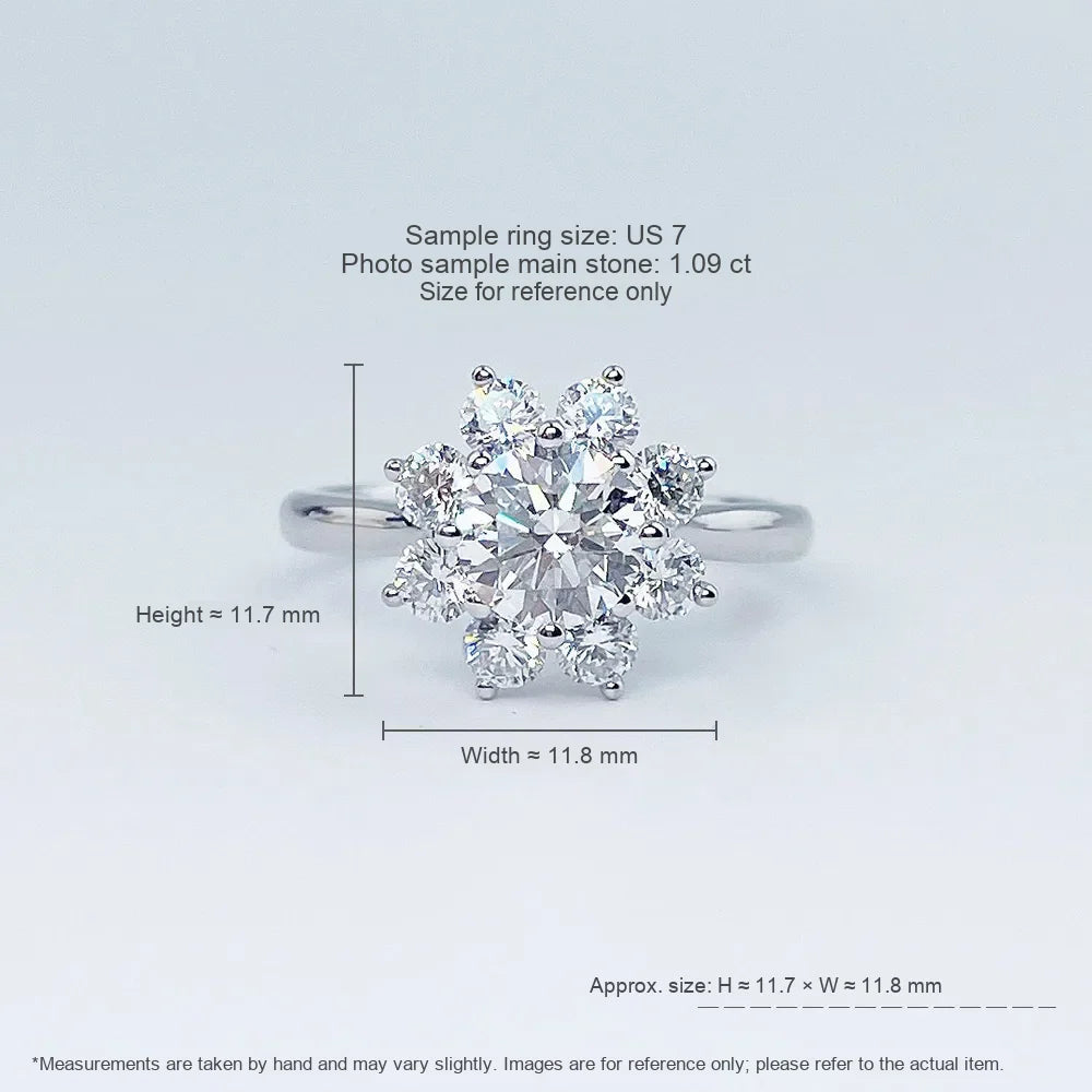 1.28 ct Snowflake Round-Cut Lab-Grown Diamond Ring in PT950 Platinum