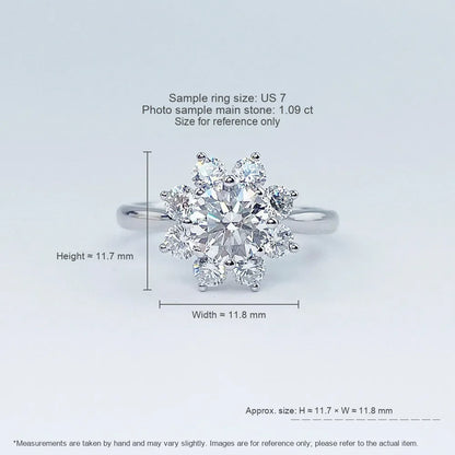 1.28 ct Snowflake Round-Cut Lab-Grown Diamond Ring in PT950 Platinum