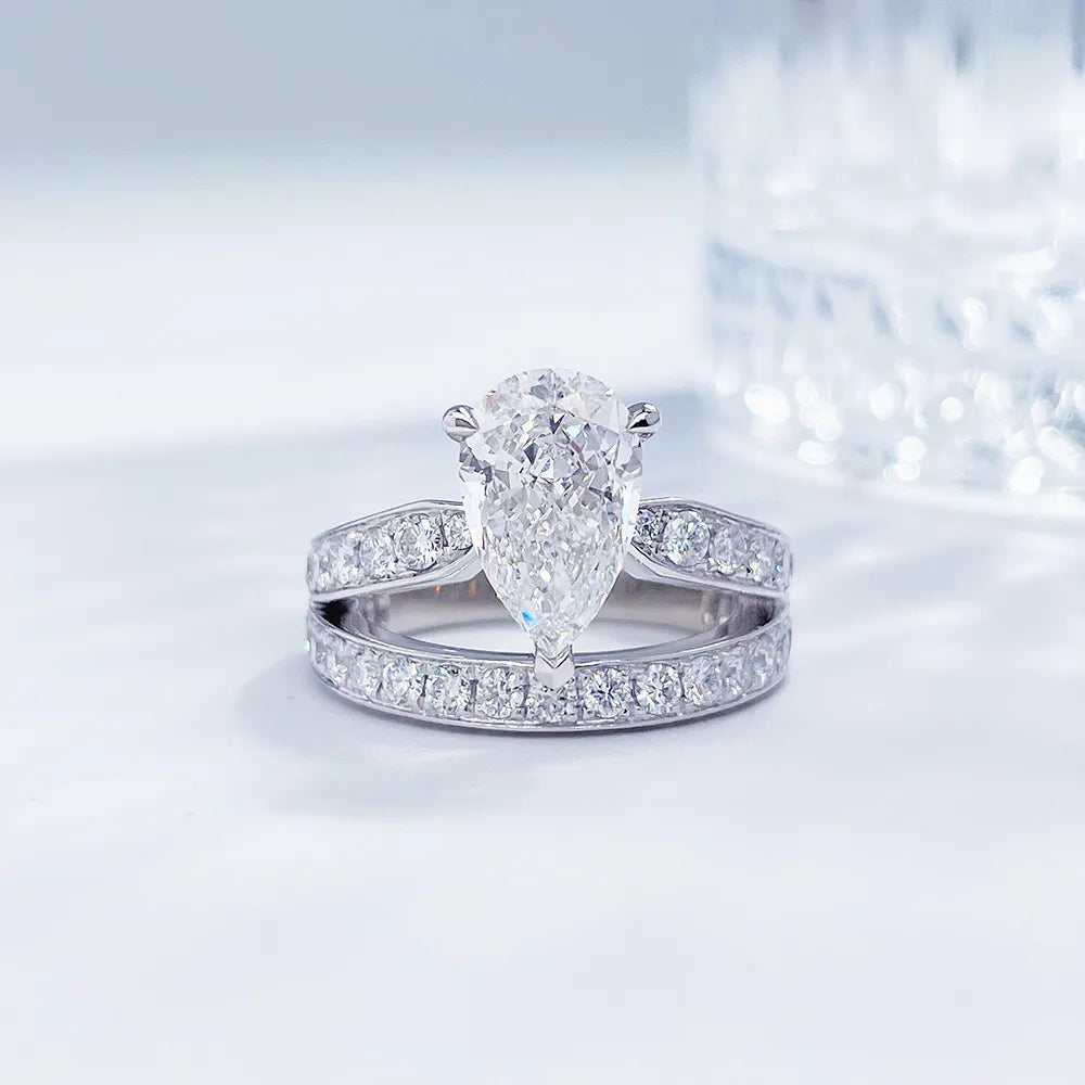 3.01 ct Celestial Three-Prong Pear-Cut Lab-Grown Diamond Ring in PT950 Platinum