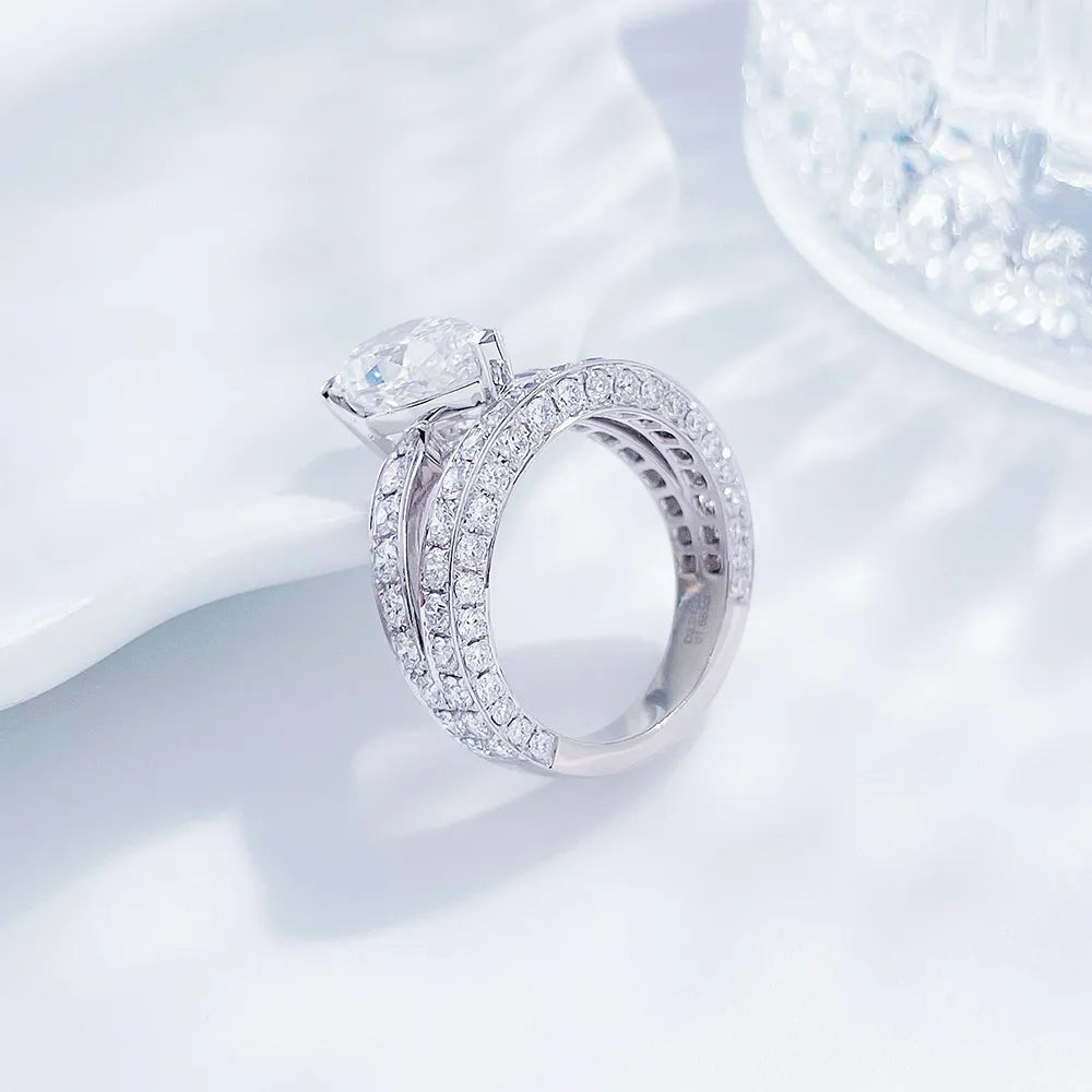 3.01 ct Celestial Three-Prong Pear-Cut Lab-Grown Diamond Ring in PT950 Platinum