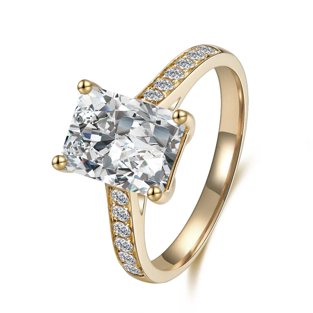 3.03 ct Statement Four-Prong Radiant-Cut Lab-Grown Diamond Ring in 18K Yellow Gold
