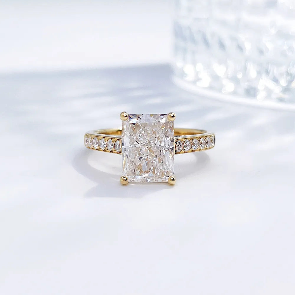 3.03 ct Statement Four-Prong Radiant-Cut Lab-Grown Diamond Ring in 18K Yellow Gold