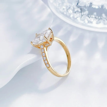 3.03 ct Statement Four-Prong Radiant-Cut Lab-Grown Diamond Ring in 18K Yellow Gold