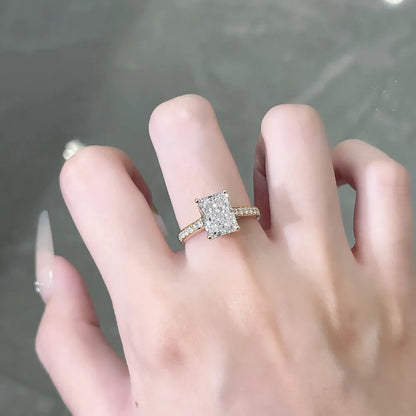 3.03 ct Statement Four-Prong Radiant-Cut Lab-Grown Diamond Ring in 18K Yellow Gold