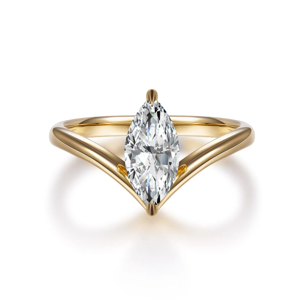 1.21 ct Heart Four-Prong Marquise-Cut Lab-Grown Diamond Ring in 18K Yellow Gold