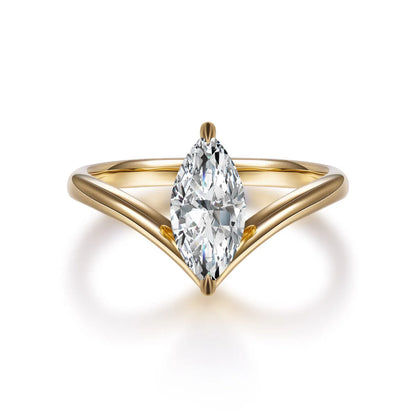 1.21 ct Heart Four-Prong Marquise-Cut Lab-Grown Diamond Ring in 18K Yellow Gold
