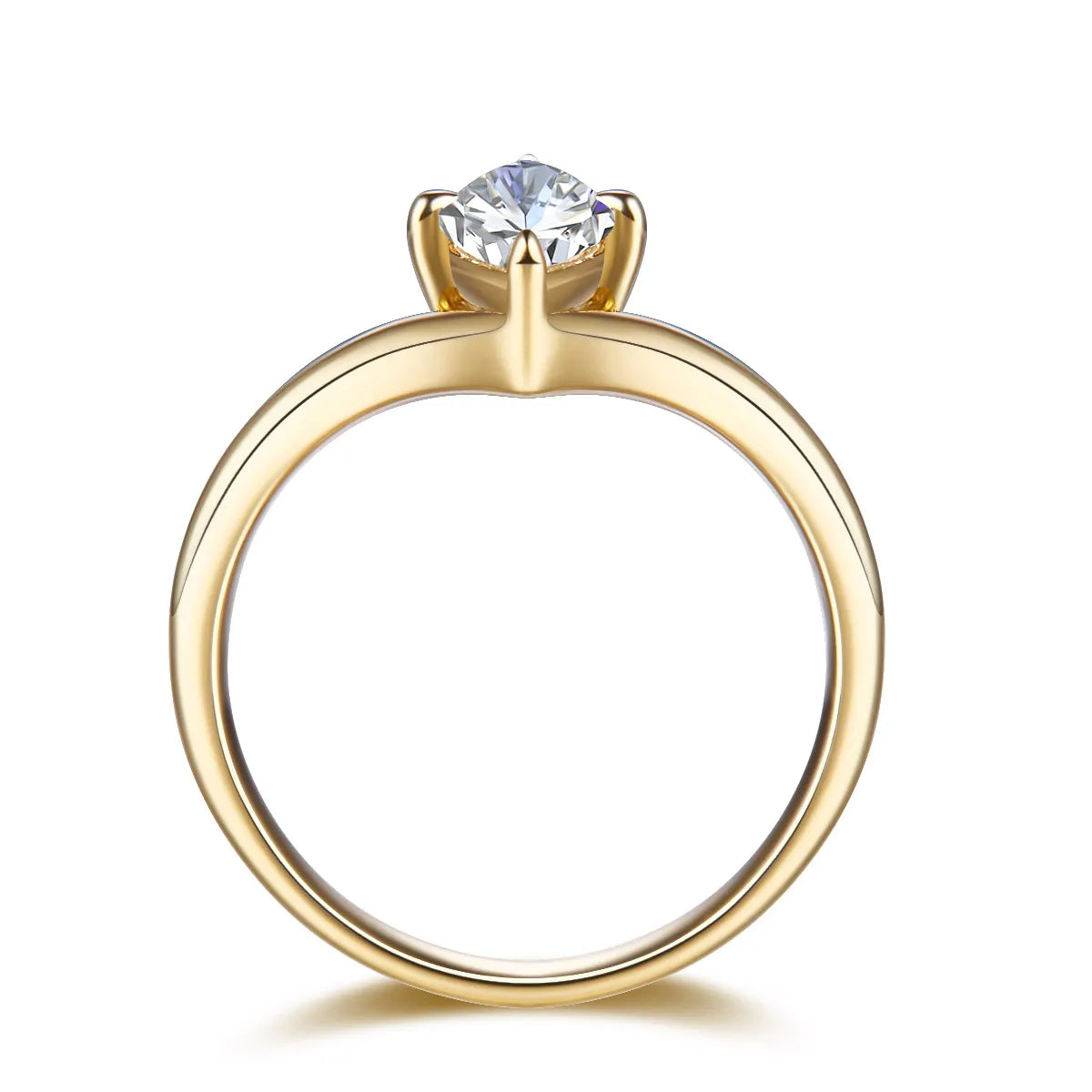 1.21 ct Heart Four-Prong Marquise-Cut Lab-Grown Diamond Ring in 18K Yellow Gold