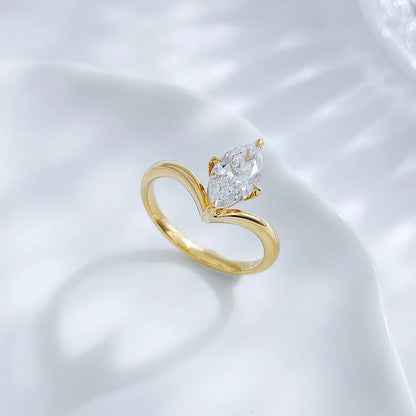 1.21 ct Heart Four-Prong Marquise-Cut Lab-Grown Diamond Ring in 18K Yellow Gold