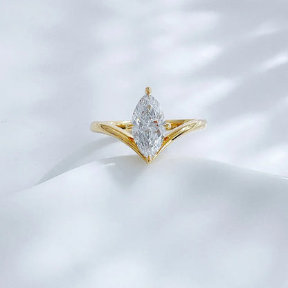 1.21 ct Heart Four-Prong Marquise-Cut Lab-Grown Diamond Ring in 18K Yellow Gold